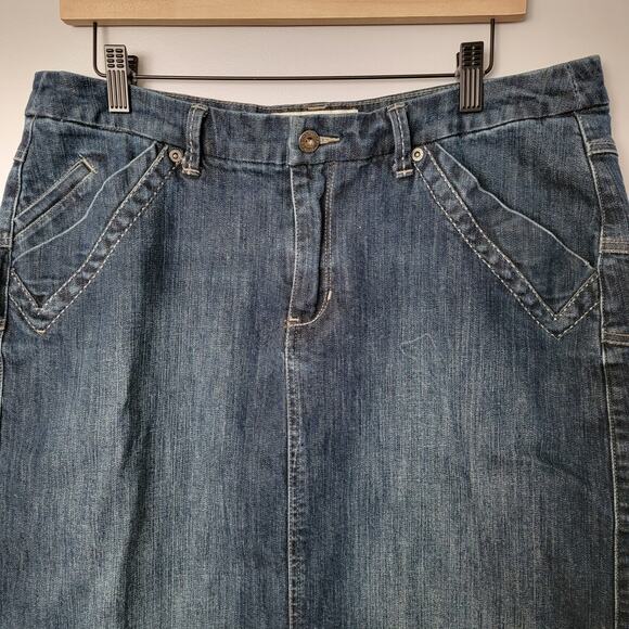 Maurices Denim Jean Mini Skirt Tulip Flare Dark Sz 16 Western Cowgirl Country - Picture 2 of 9